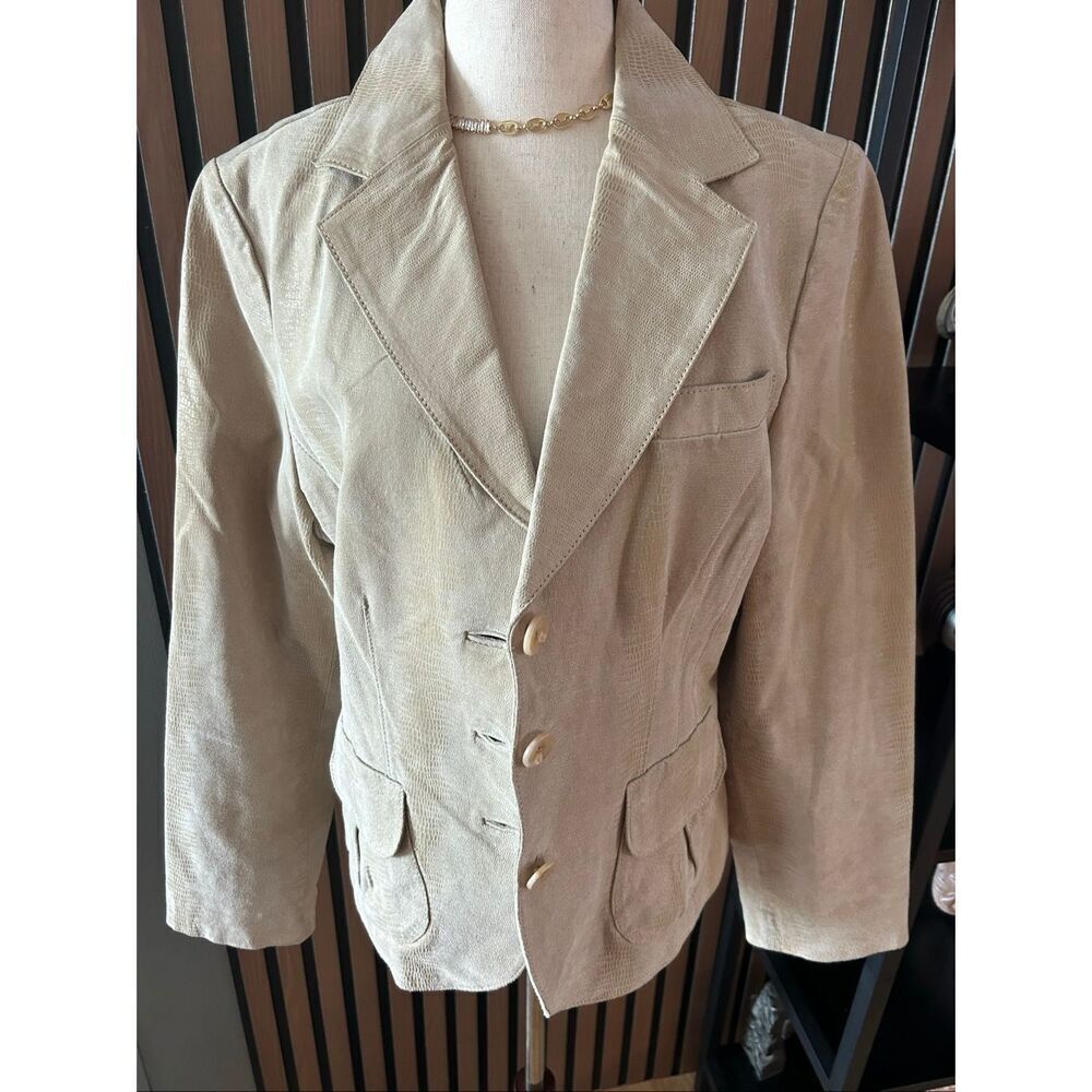 Kim Rogers tan leather jacket size large stylish winter jacket